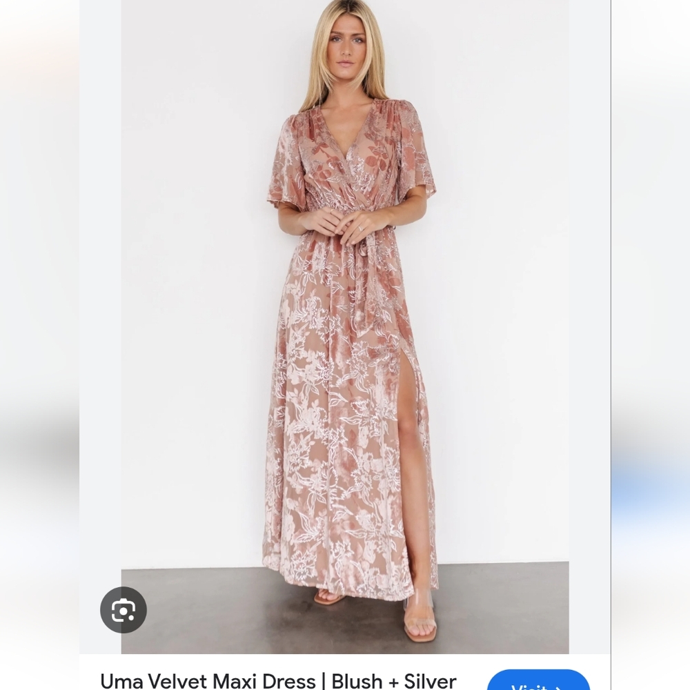 Baltic Born Blush and Silver Velvet Maxi Dress